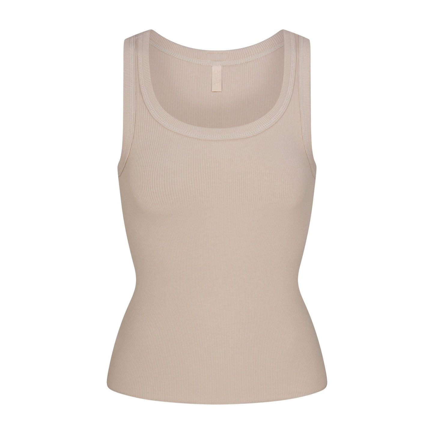 COTTON RIB SCOOP NECK TANK | STONE