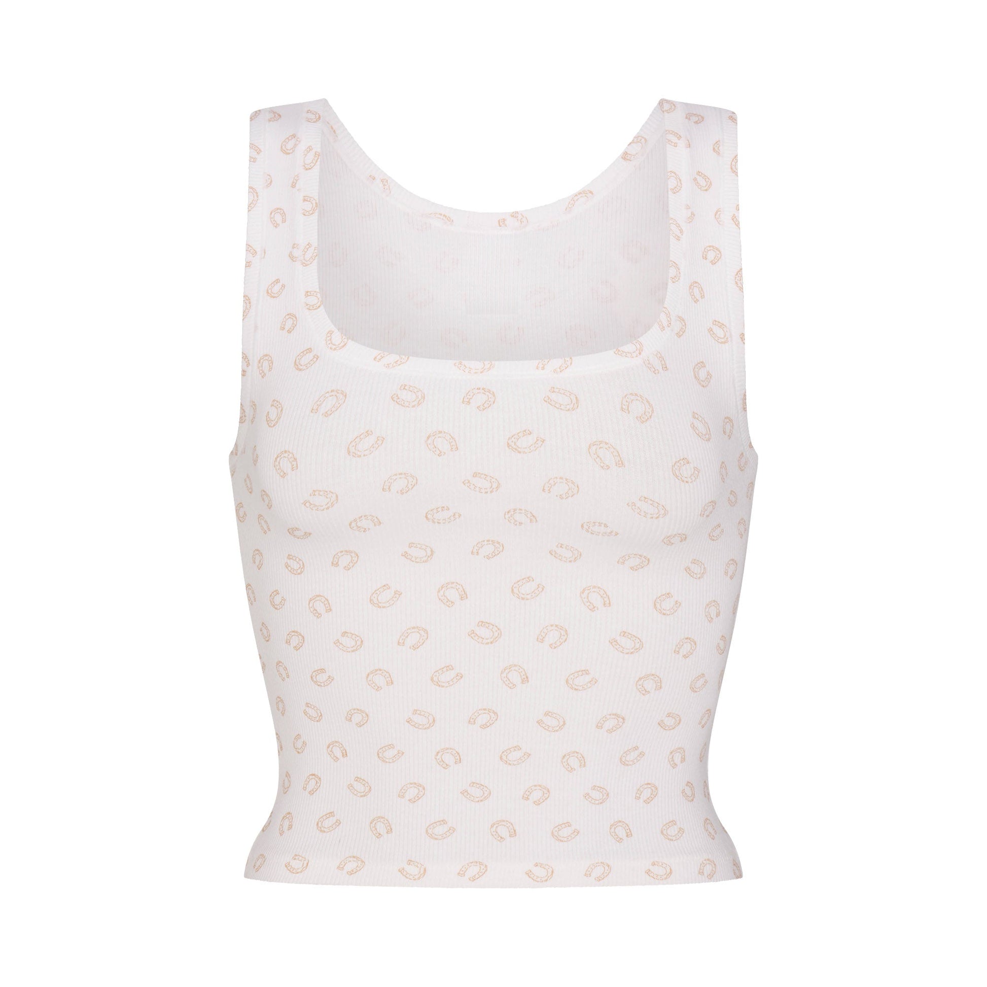 COTTON RIB TANK | OCHRE HORSESHOE PRINT