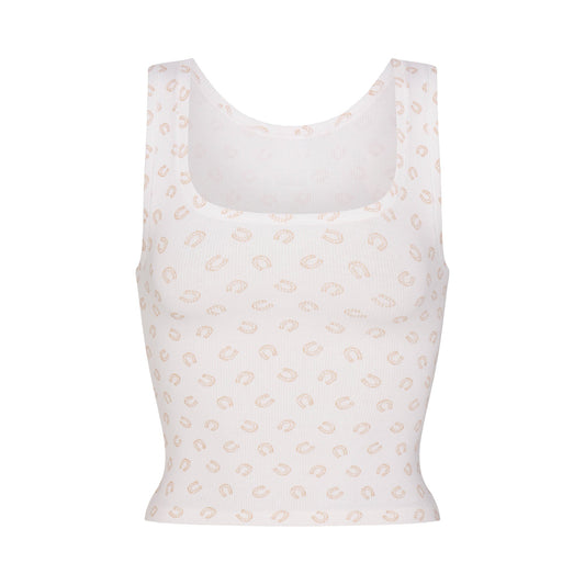 COTTON RIB TANK | OCHRE HORSESHOE PRINT