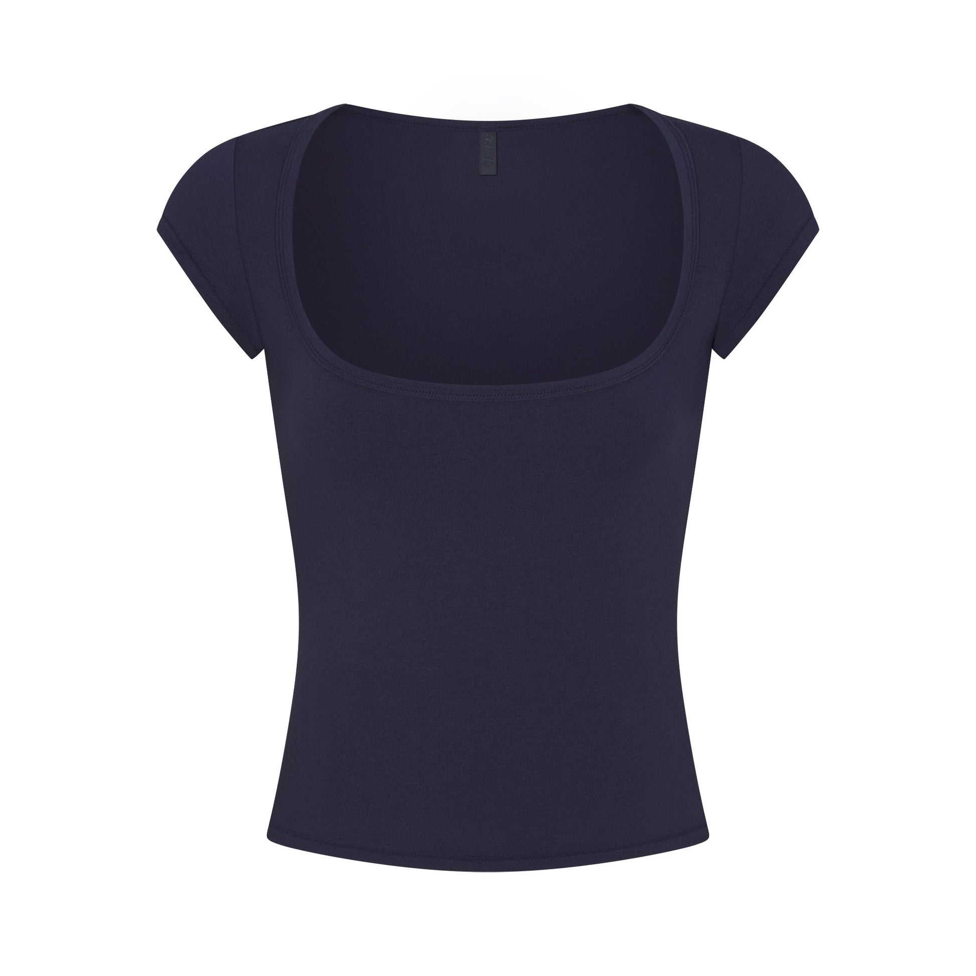 COTTON JERSEY SCOOP NECK T-SHIRT | NAVY