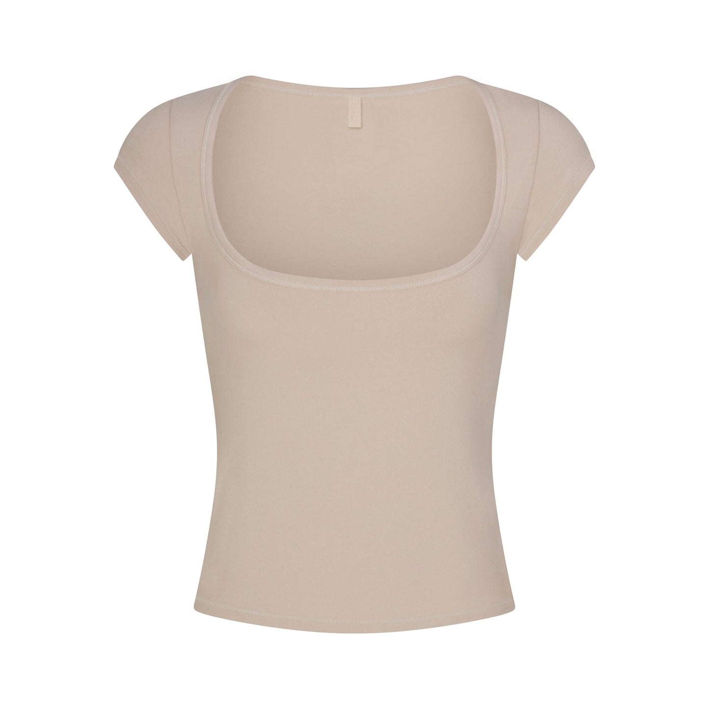 COTTON JERSEY SCOOP NECK T-SHIRT | STONE