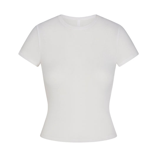 SHEER RIB T-SHIRT | SNOW