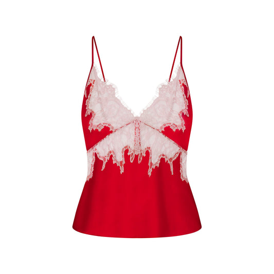 SILK LACE CAMI | RUBY CONTRAST