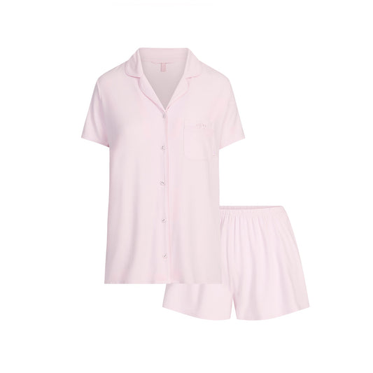SKIMS SLEEP SHORT SLEEVE BUTTON UP SET | BLOOM