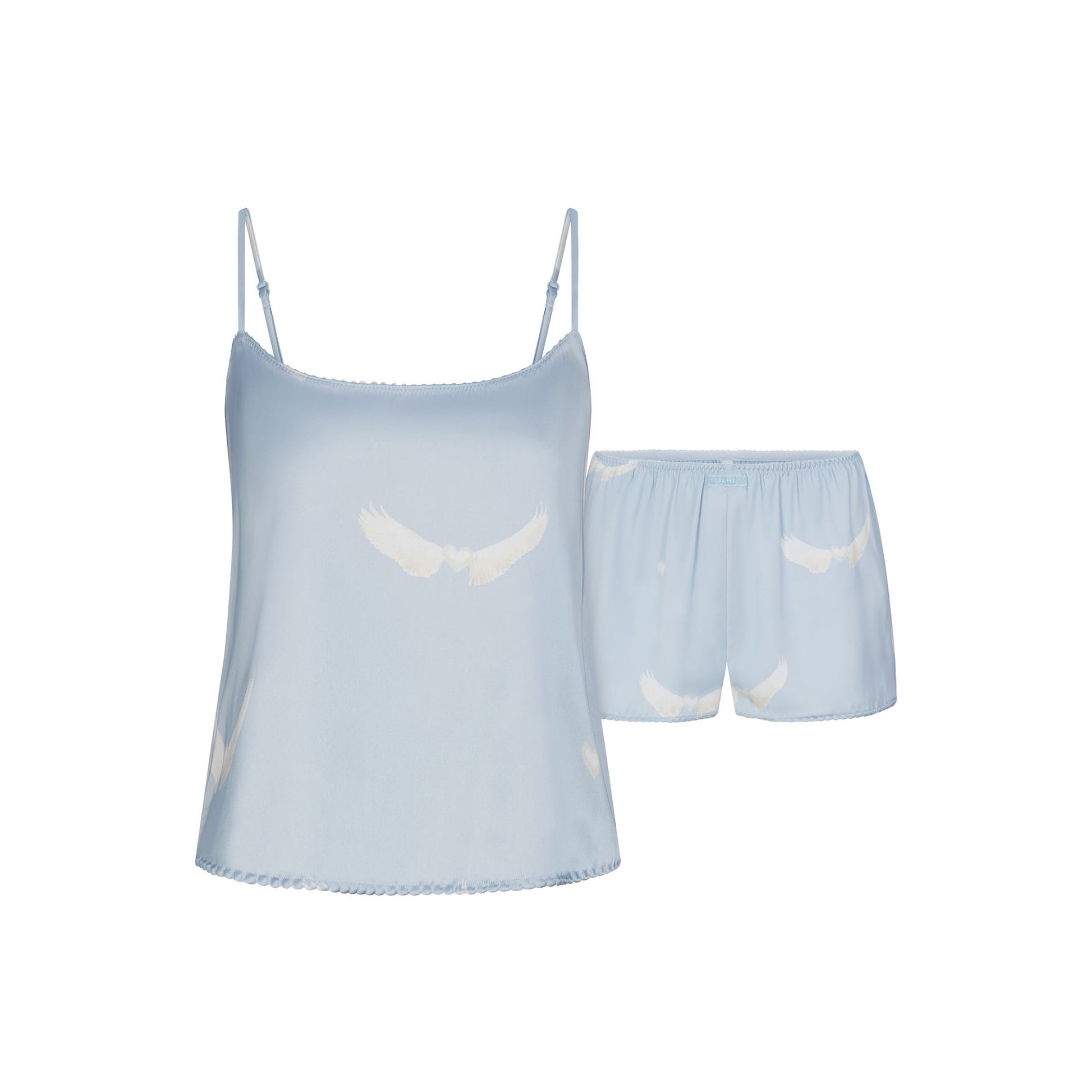 WOVEN SHINE CAMI AND SHORT SLEEP SET | AERO WING HEARTS PRINT