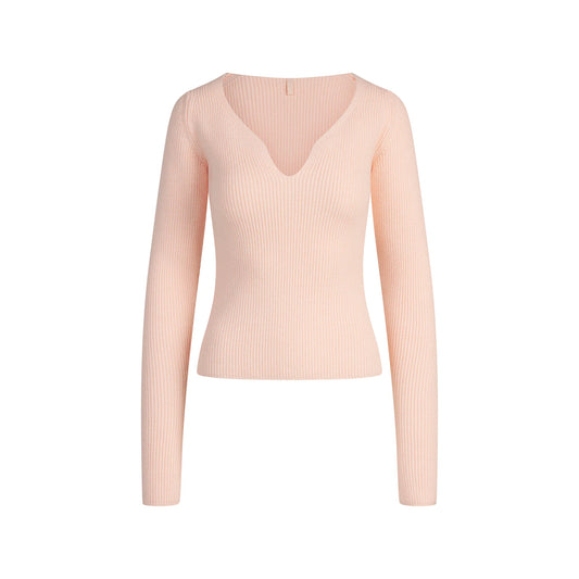 SWEATER KNITS RIBBED LONG SLEEVE TOP | PRIMROSE