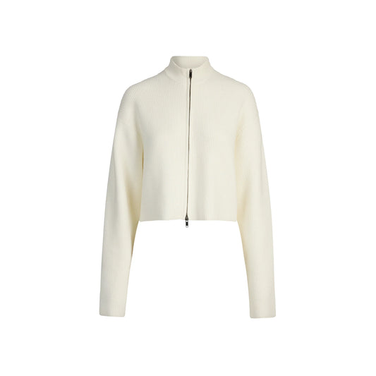 SWEATER KNITS RIBBED MOCK NECK ZIP UP | IVORY