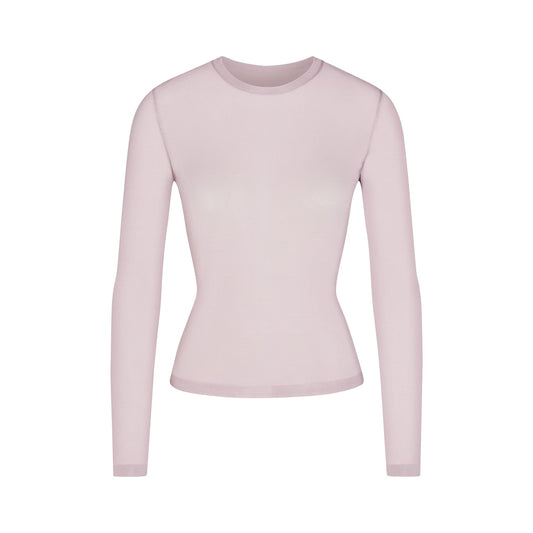 SLINKY KNIT CREW NECK LONG SLEEVE TOP | IRIS MICA