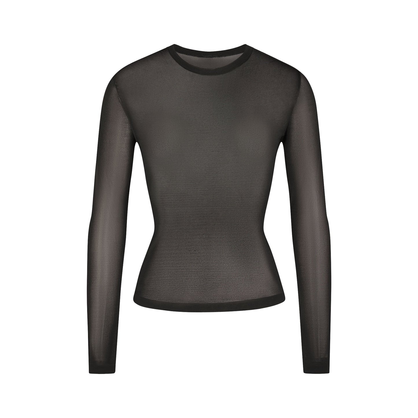 SLINKY KNIT CREW NECK LONG SLEEVE TOP | OBSIDIAN
