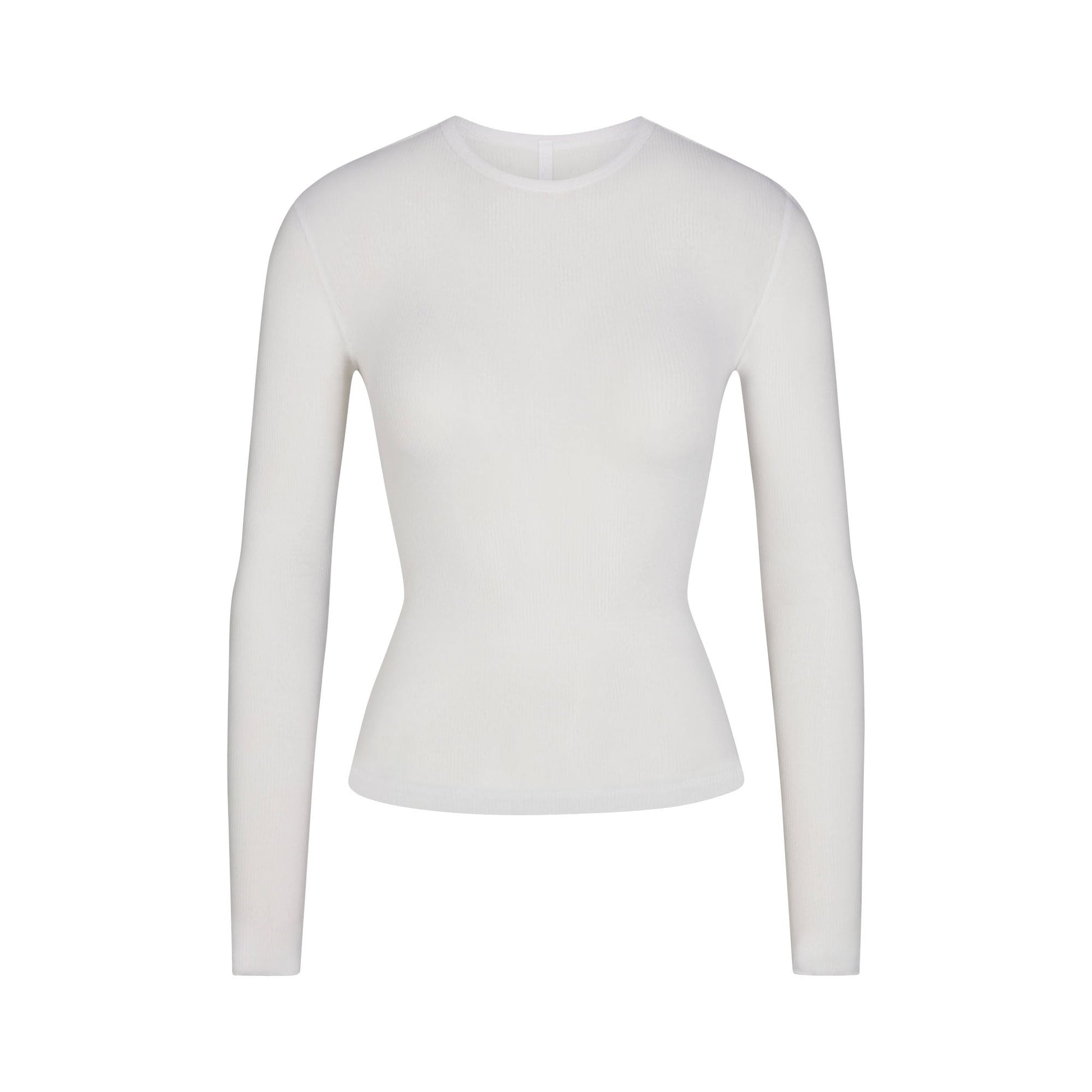 SHEER RIB LONG SLEEVE TOP | SNOW