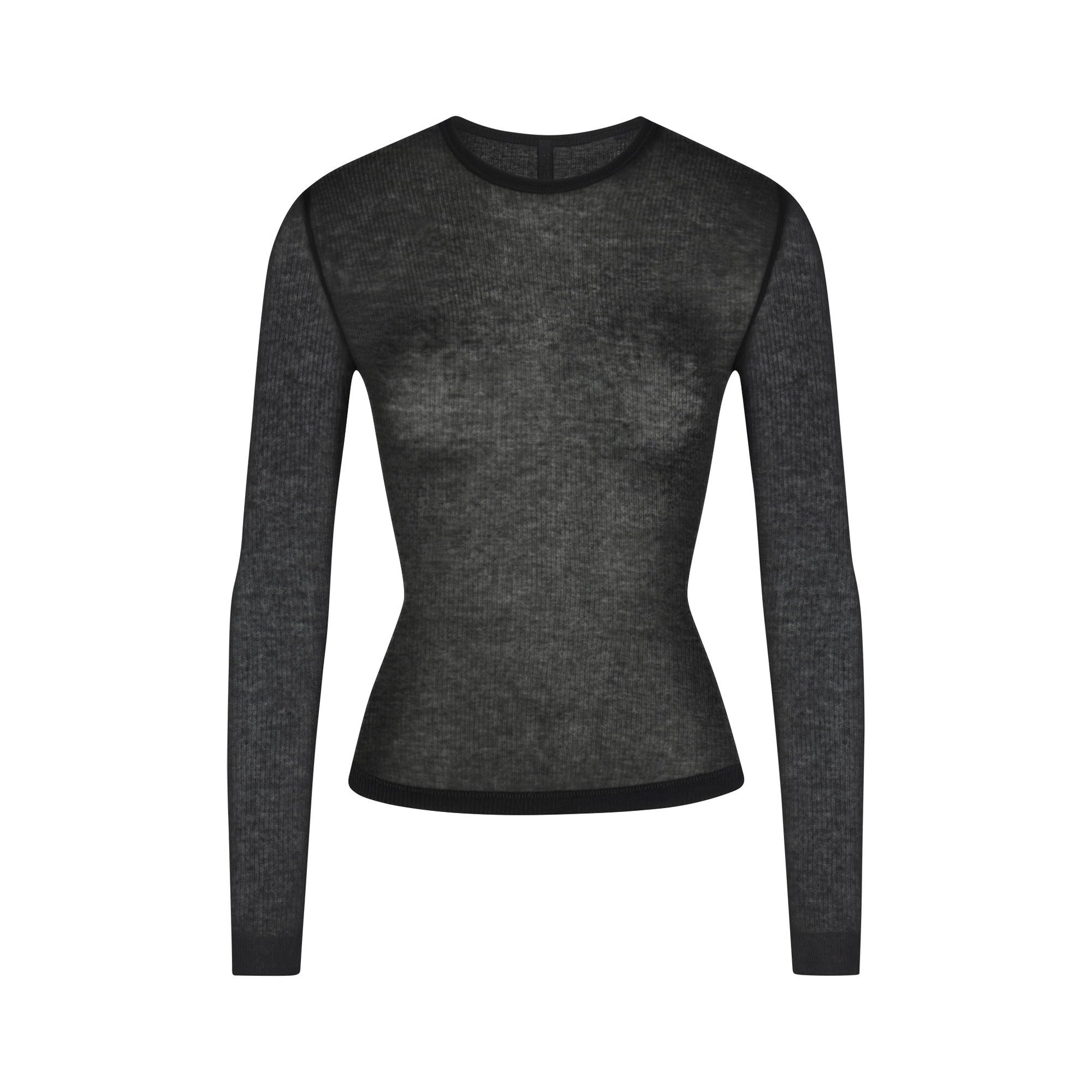 SHEER RIB LONG SLEEVE TOP | SOOT