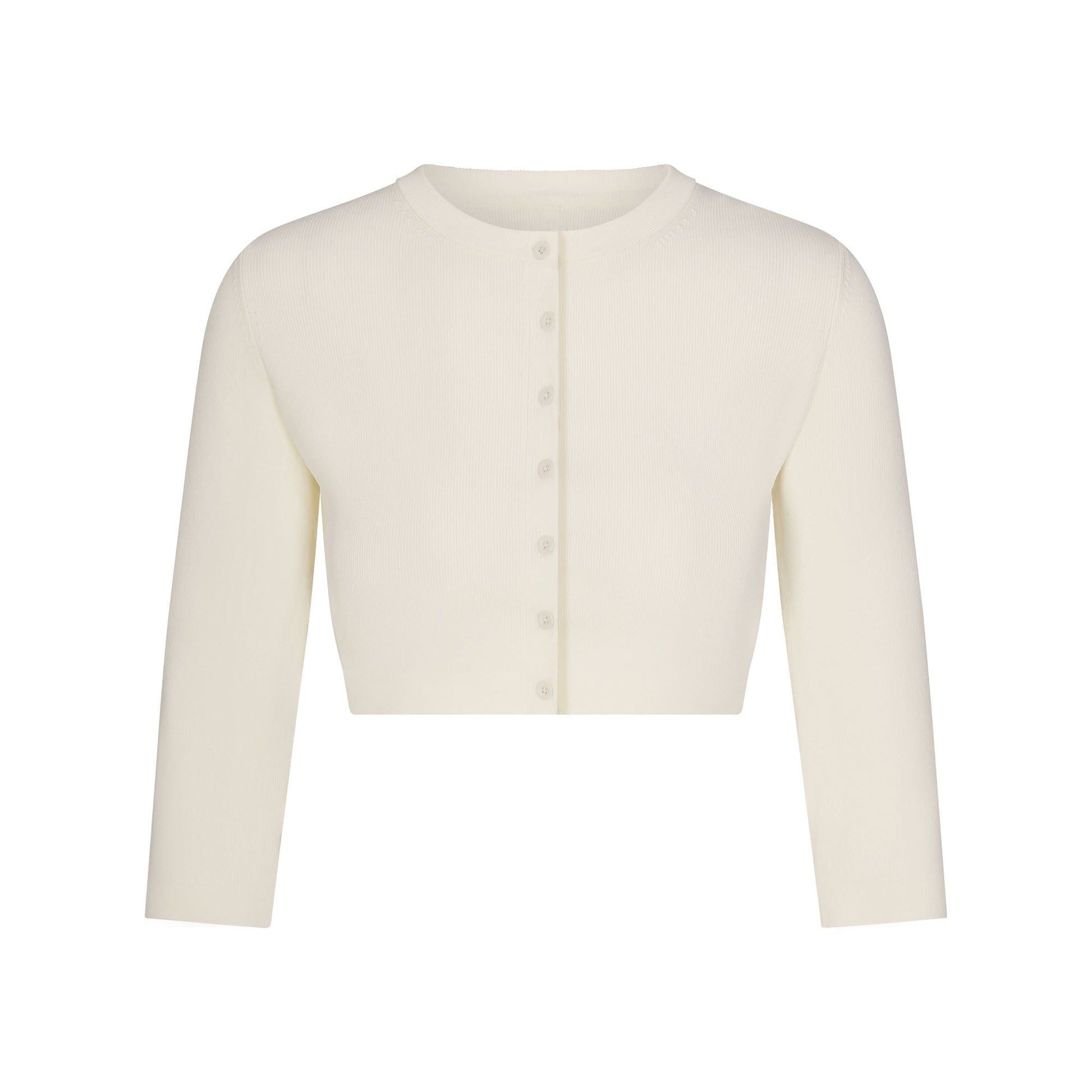 REFINED KNIT CROPPED CARDIGAN | EGRET