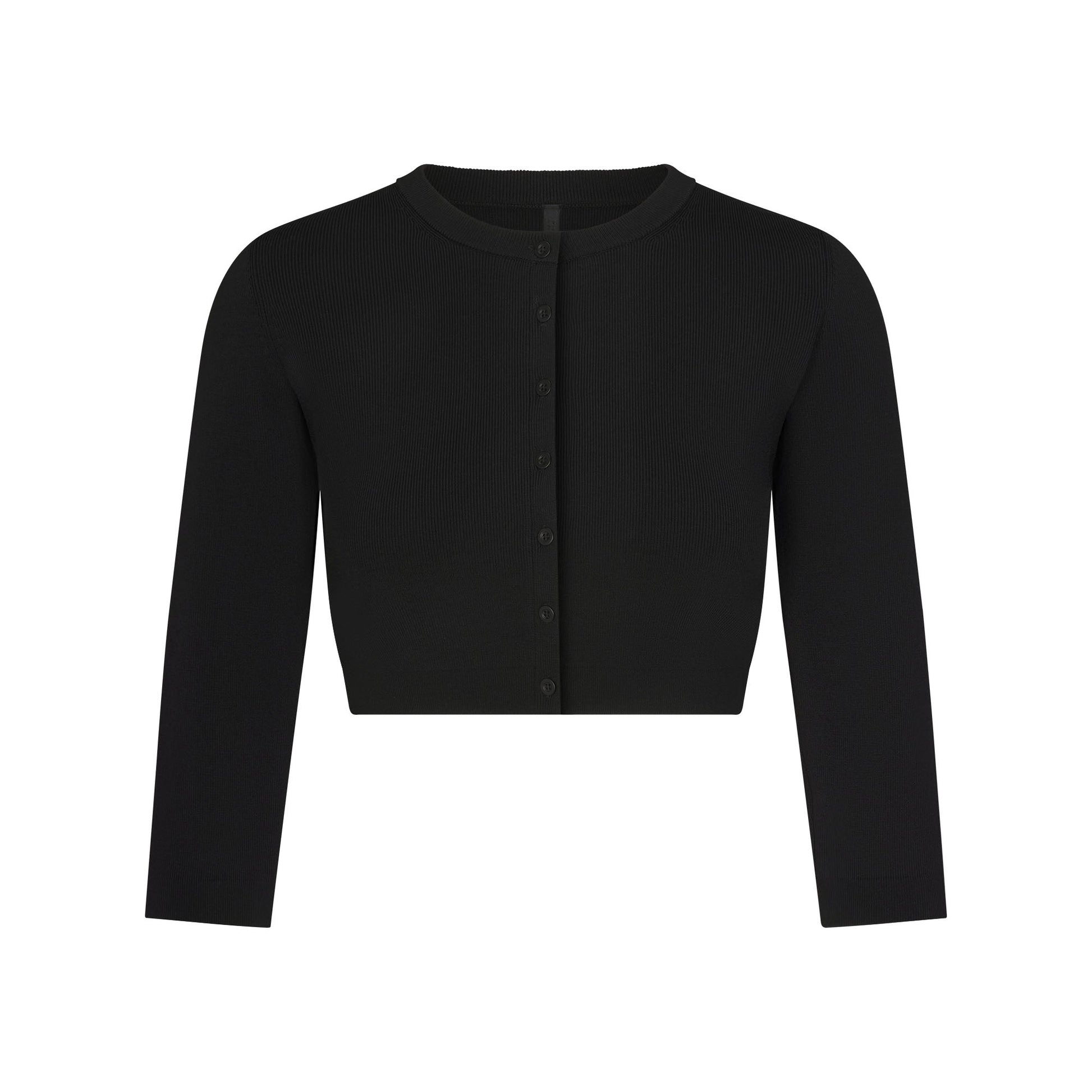 REFINED KNIT CROPPED CARDIGAN | OBSIDIAN