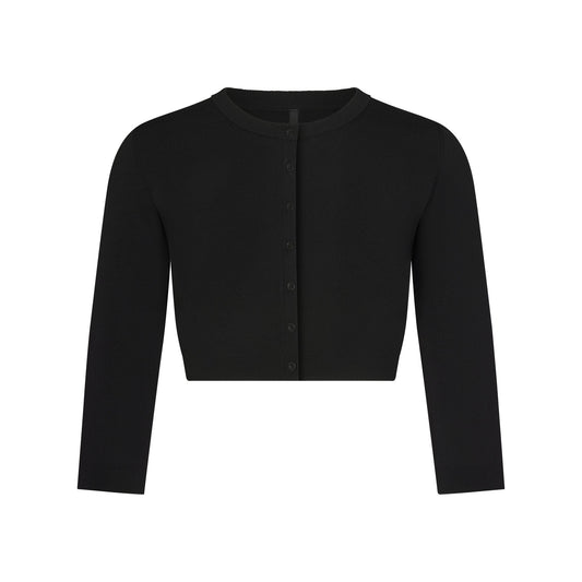 REFINED KNIT CROPPED CARDIGAN | OBSIDIAN