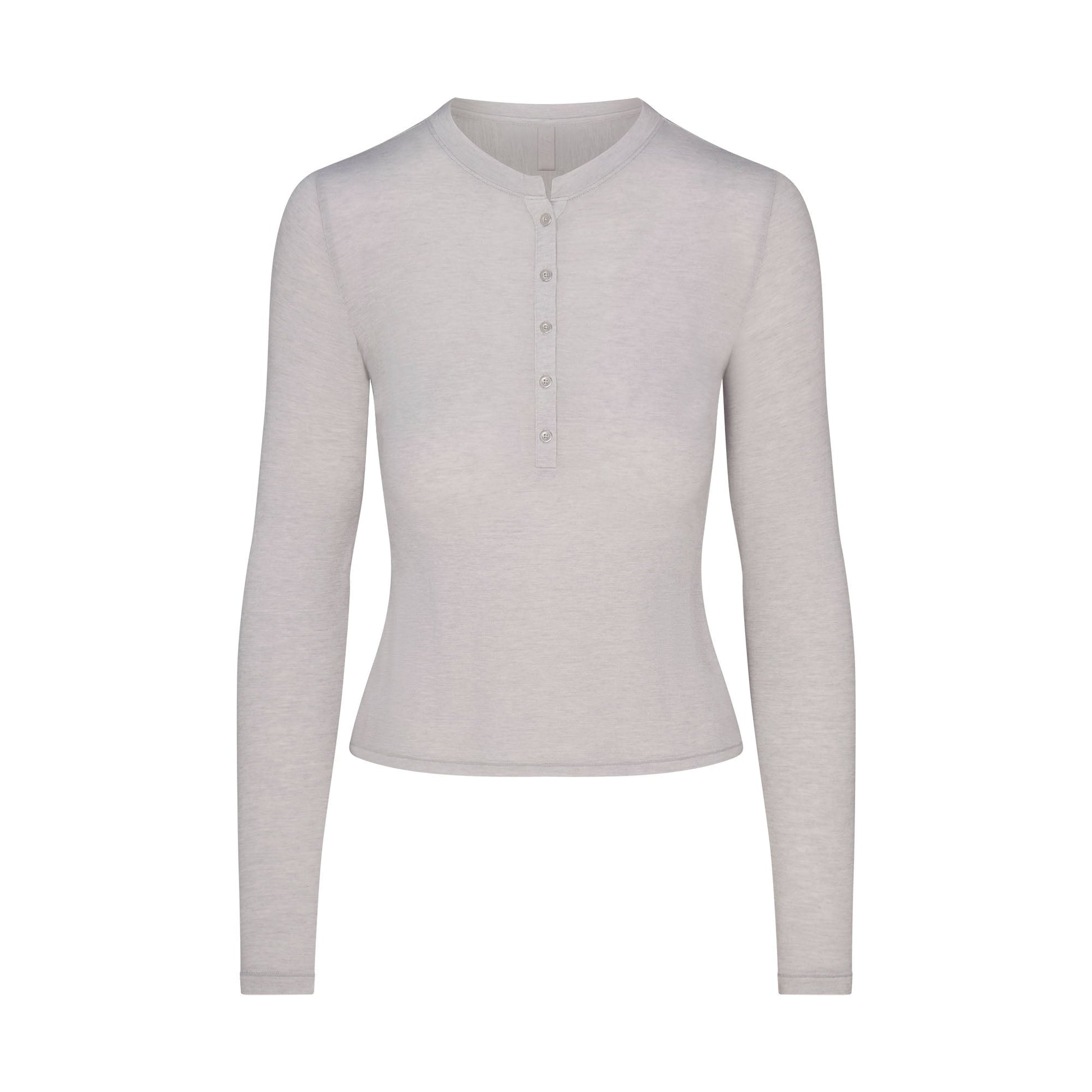 SHEER MODAL CREWNECK HENLEY | HEATHER GREY