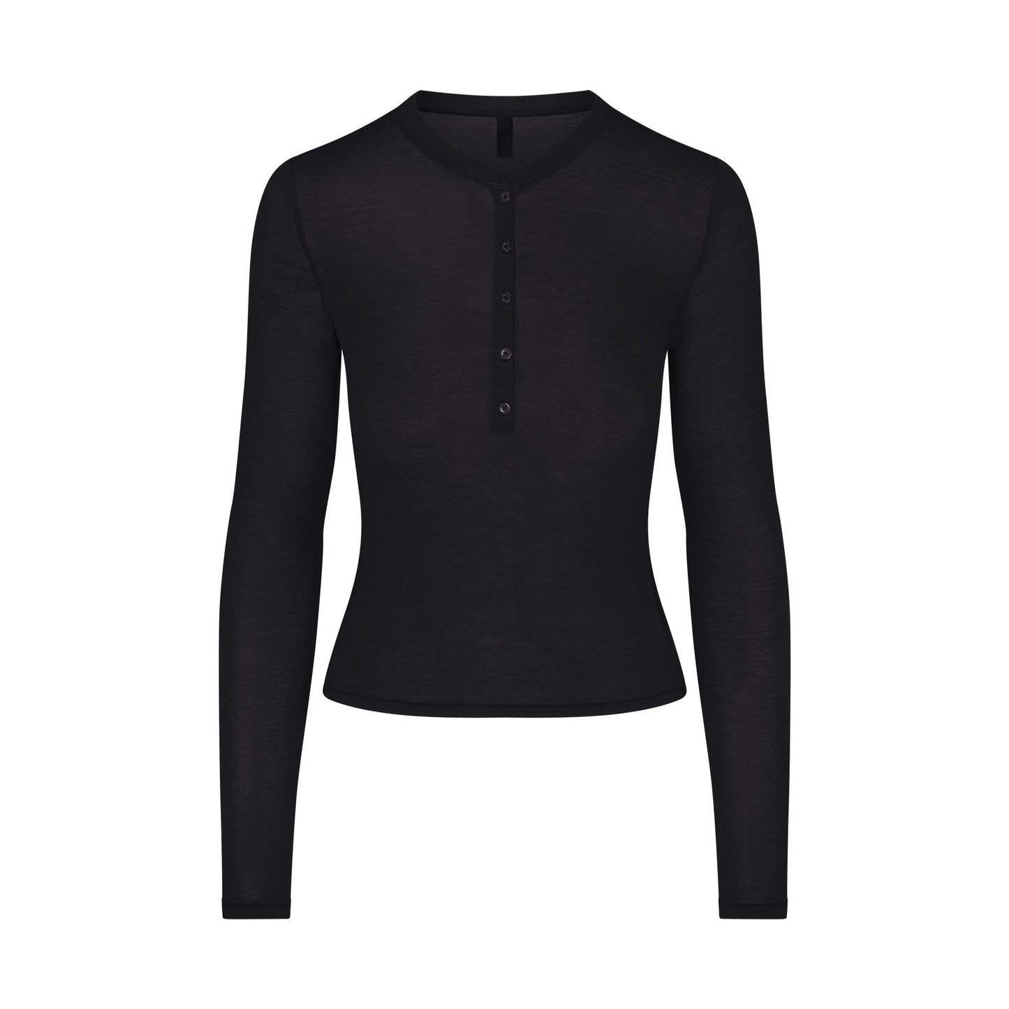 SHEER MODAL CREWNECK HENLEY | ONYX