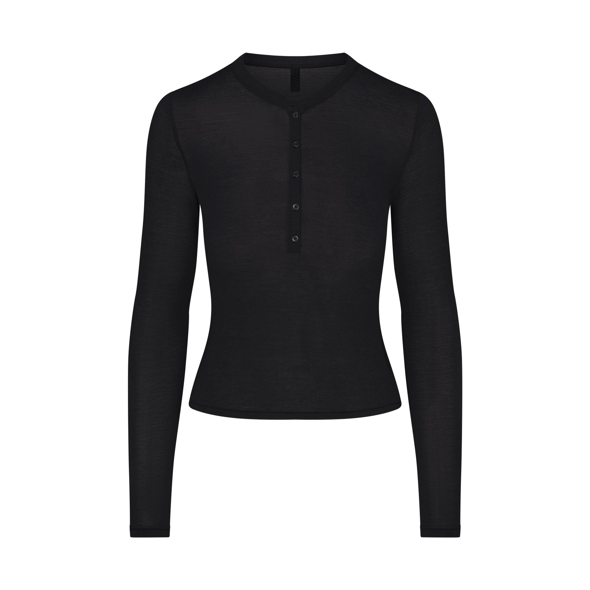 SHEER MODAL CREWNECK HENLEY | ONYX