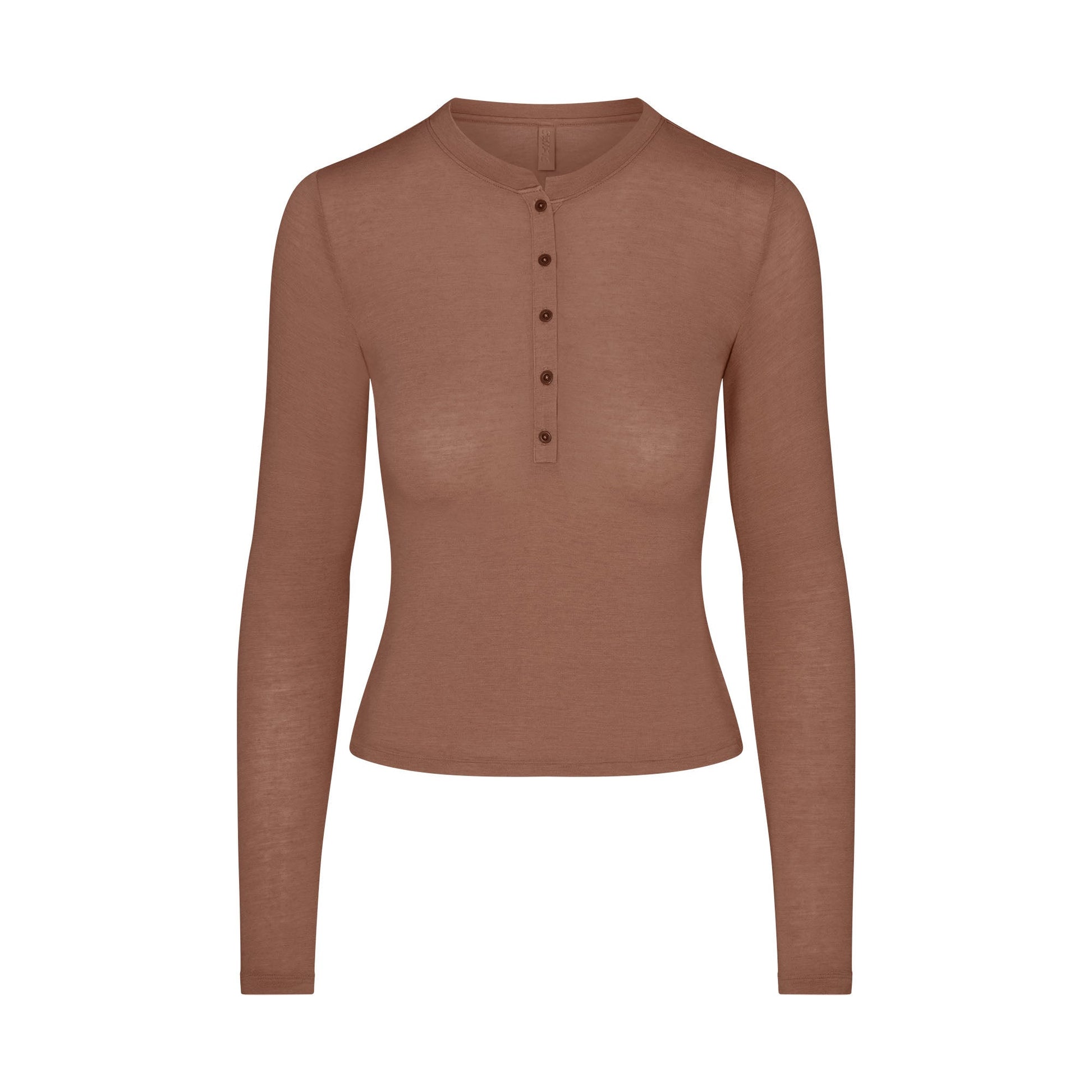 SHEER MODAL CREWNECK HENLEY | SIENNA
