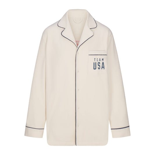 SKIMS FOR TEAM USA FLEECE UNISEX OLYMPIC OVERSIZED SLEEP TOP | ECRU