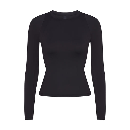 NikeSKIMS AIRY LONG SLEEVE CREW NECK TOP | OBSIDIAN