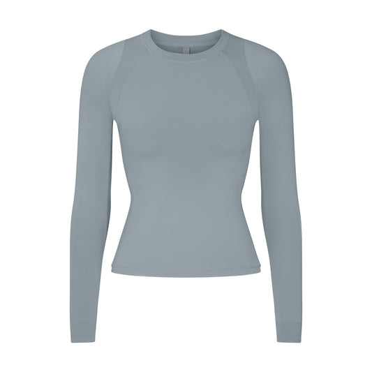 NikeSKIMS AIRY LONG SLEEVE CREW NECK TOP | WASHED PACIFIC