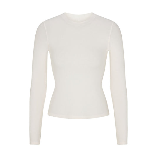 COTTON RIB LONG SLEEVE T-SHIRT | MARBLE