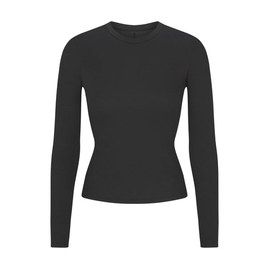 COTTON RIB LONG SLEEVE T-SHIRT | SOOT