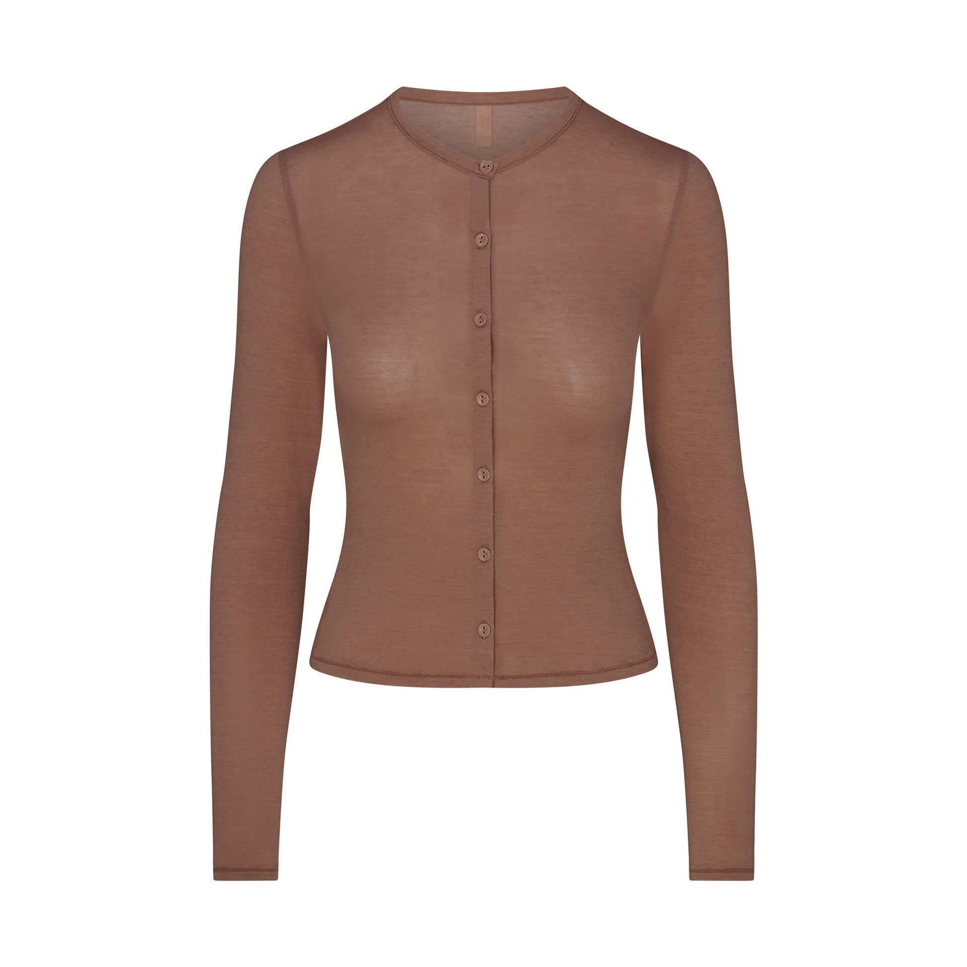SHEER MODAL CARDIGAN WITH COVERED BUTTONS | SIENNA