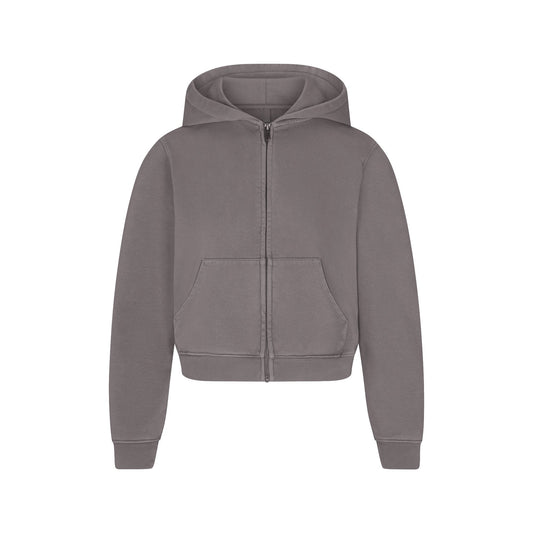 BOYFRIEND FLEECE ZIP UP HOODIE | SHADOW
