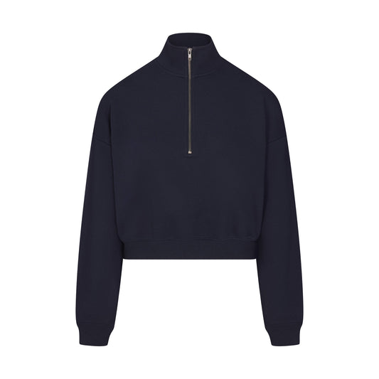 DRAPEY FRENCH TERRY HALF ZIP | NAVY