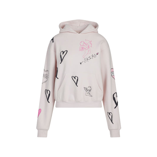 COTTON FLEECE CLASSIC HOODIE | BARELY PINK ANGEL SKETCH