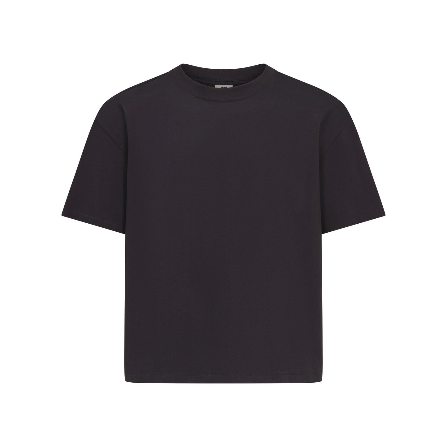 HEAVYWEIGHT COTTON MENS RELAXED CROPPED CREWNECK | OBSIDIAN