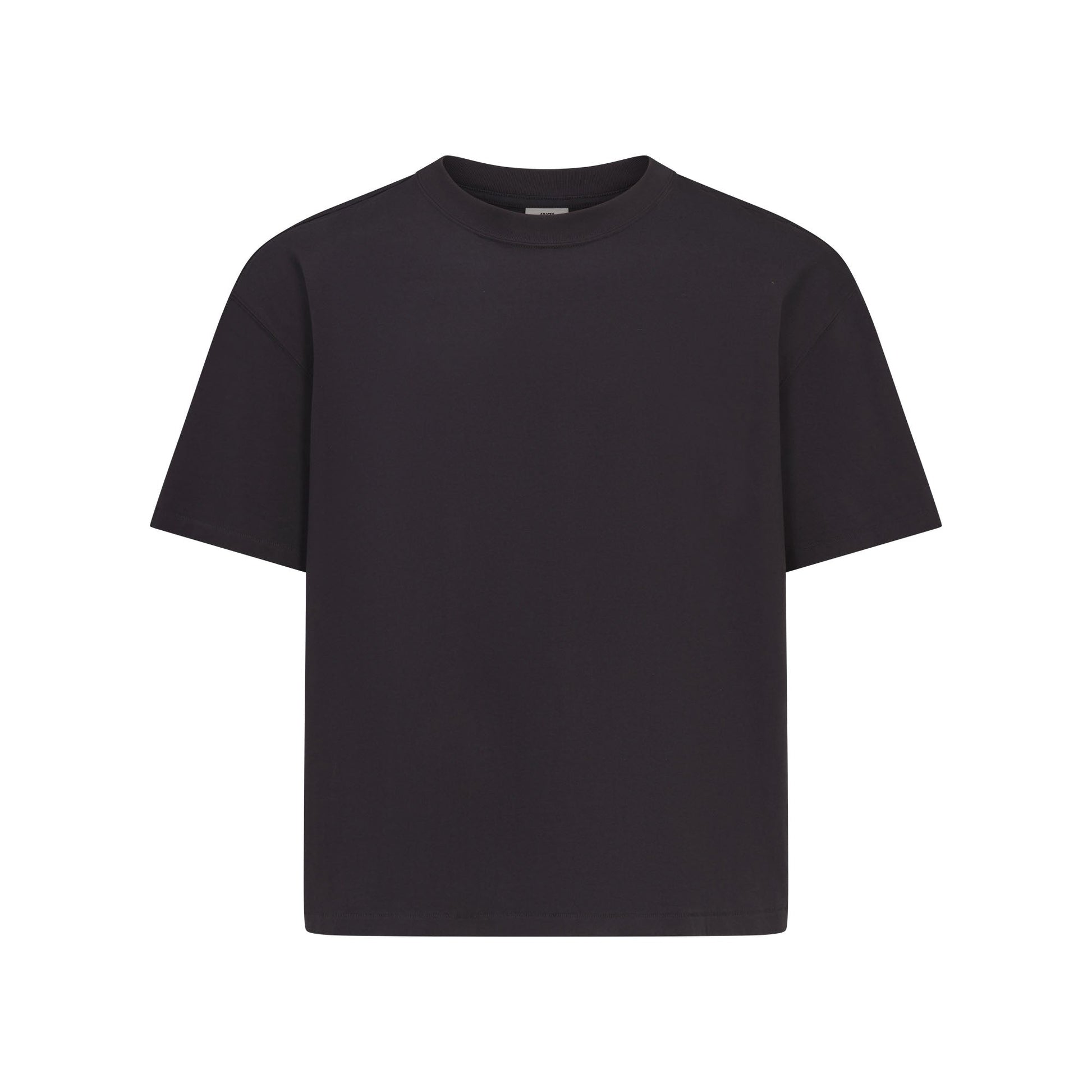 HEAVYWEIGHT COTTON MENS RELAXED CROPPED CREWNECK | OBSIDIAN