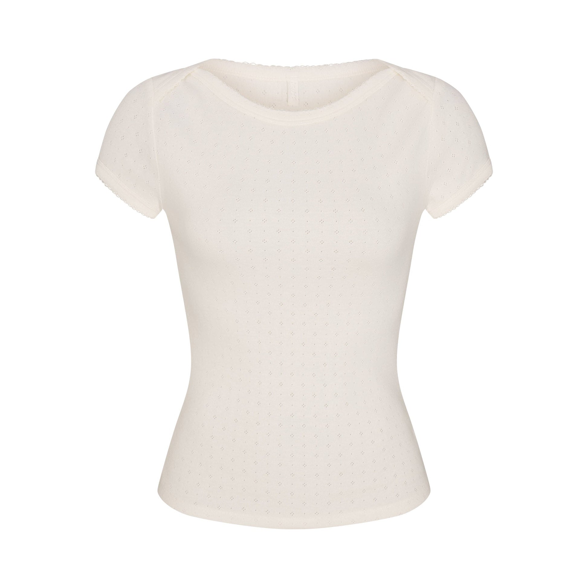 HEAVY POINTELLE BOATNECK TEE | MARBLE
