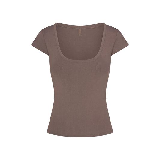 REFINED KNIT SCOOP NECK TOP | AMETHYST
