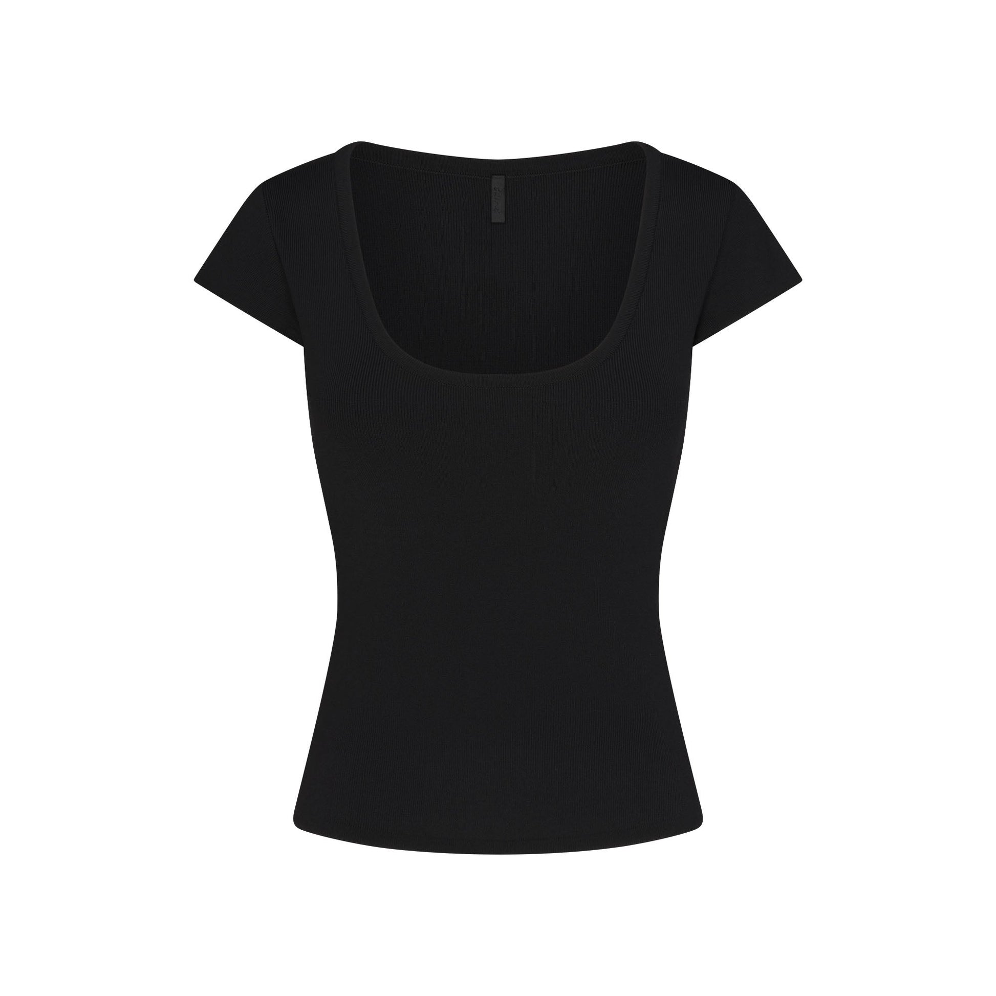 REFINED KNIT SCOOP NECK TOP | OBSIDIAN