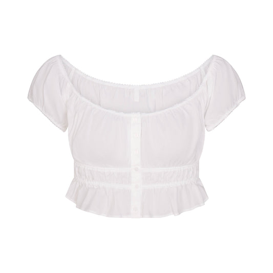 POPLIN APPAREL OFF THE SHOULDER TOP | SNOW