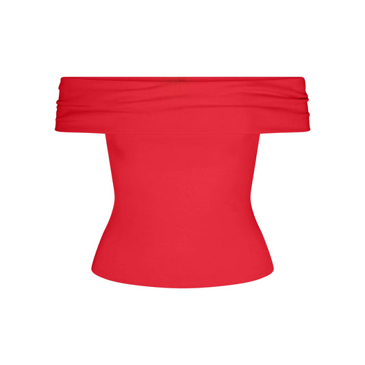 SMOOTH LAYERS ASYMMETRICAL OFF THE SHOULDER TOP | CARMINE