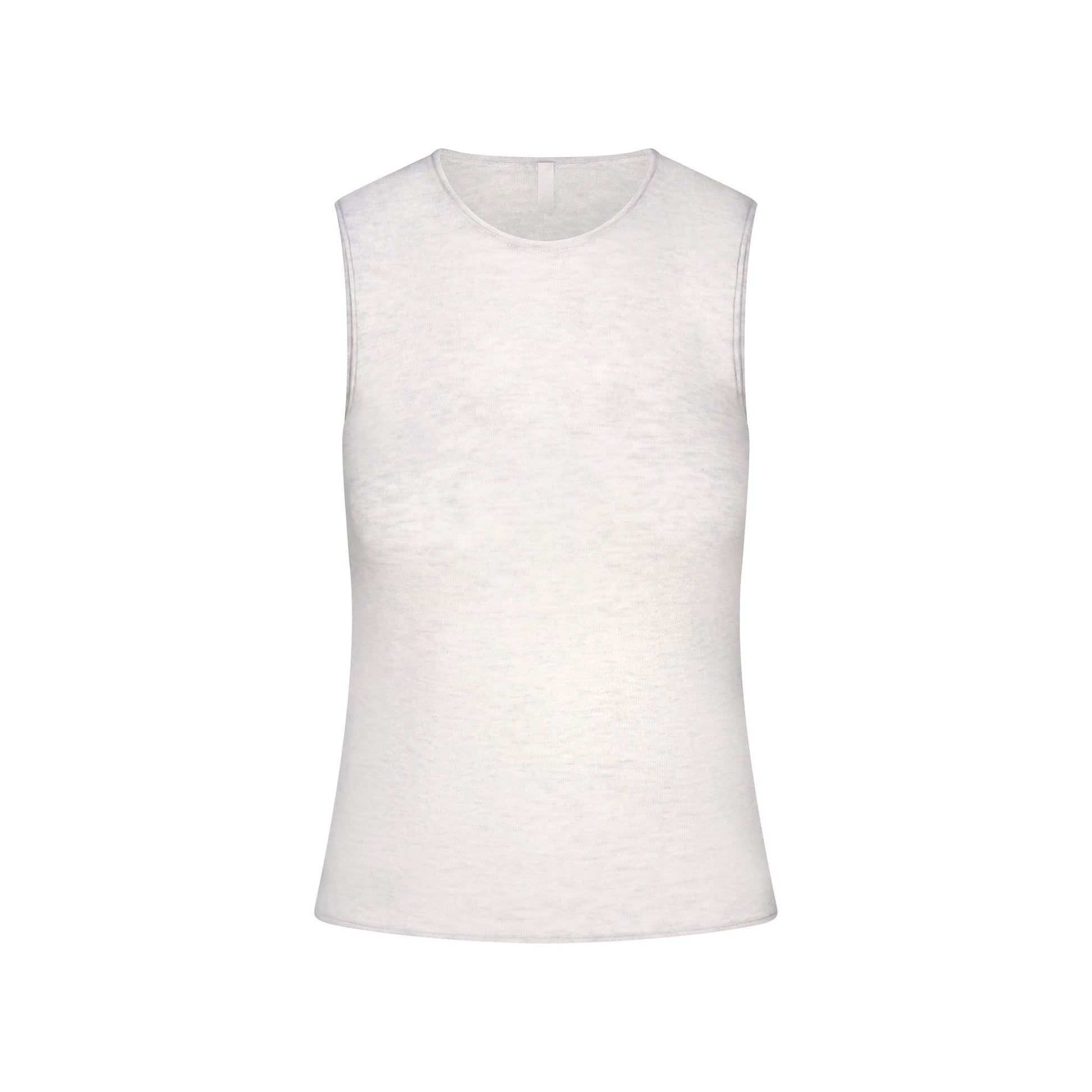 FEATHERWEIGHT CASHMERE SLEEVELESS TOP | LIGHT HEATHER GREY
