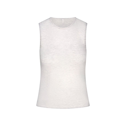 FEATHERWEIGHT CASHMERE SLEEVELESS TOP | LIGHT HEATHER GREY