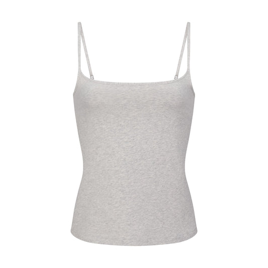 COTTON JERSEY SCOOP NECK CAMI | LIGHT HEATHER GREY