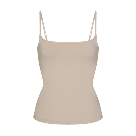 COTTON JERSEY SCOOP NECK CAMI | STONE