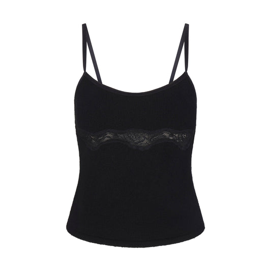 LACE KNIT TANK | OBSIDIAN