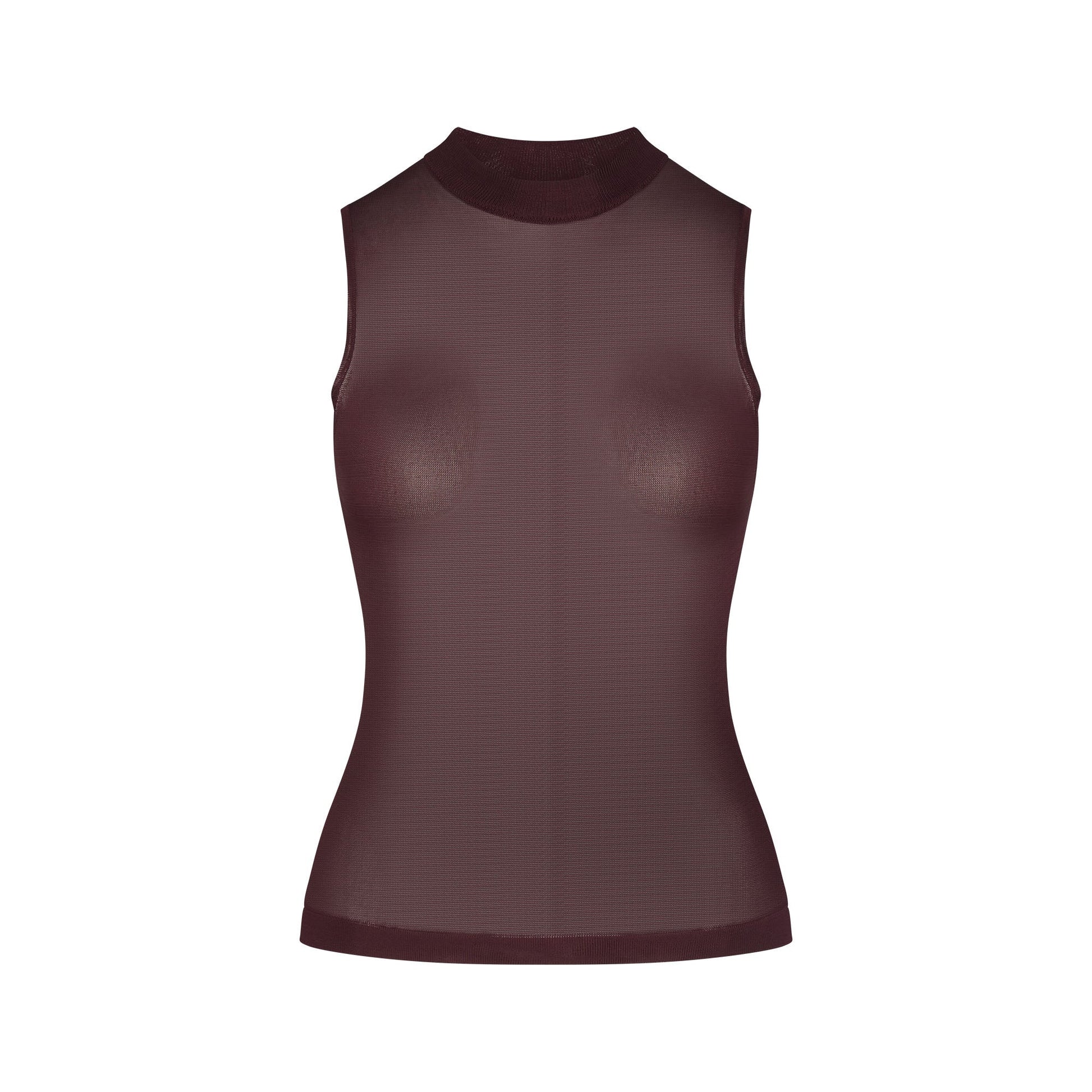 SLINKY KNIT MOCK NECK TANK | CURRANT