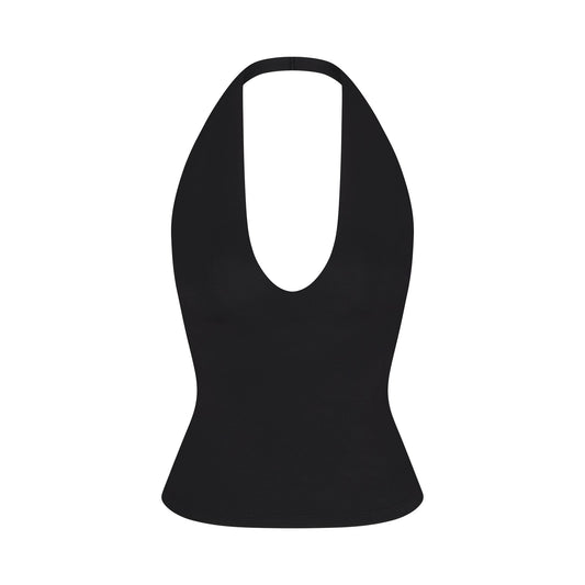 SMOOTH LAYERS HALTER TOP | OBSIDIAN