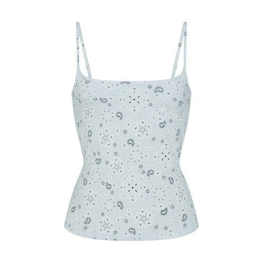 COTTON JERSEY SCOOP NECK CAMI | POWDER BLUE BANDANA