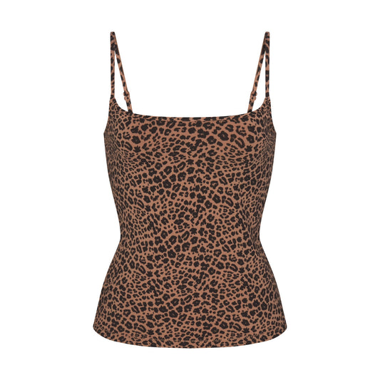 COTTON JERSEY SCOOP NECK CAMI | SIENNA NATURAL LEOPARD