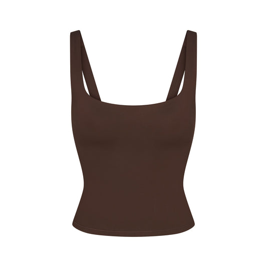 NikeSKIMS MATTE SQUARE NECK TANK | DARK SEPIA