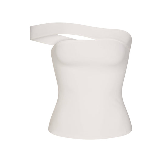 COTTON JERSEY ASYMMETRICAL TOP | MARBLE