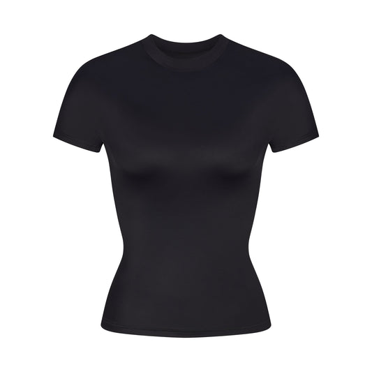 NikeSKIMS SHINE SHORT SLEEVE MOCK NECK TOP | OBSIDIAN